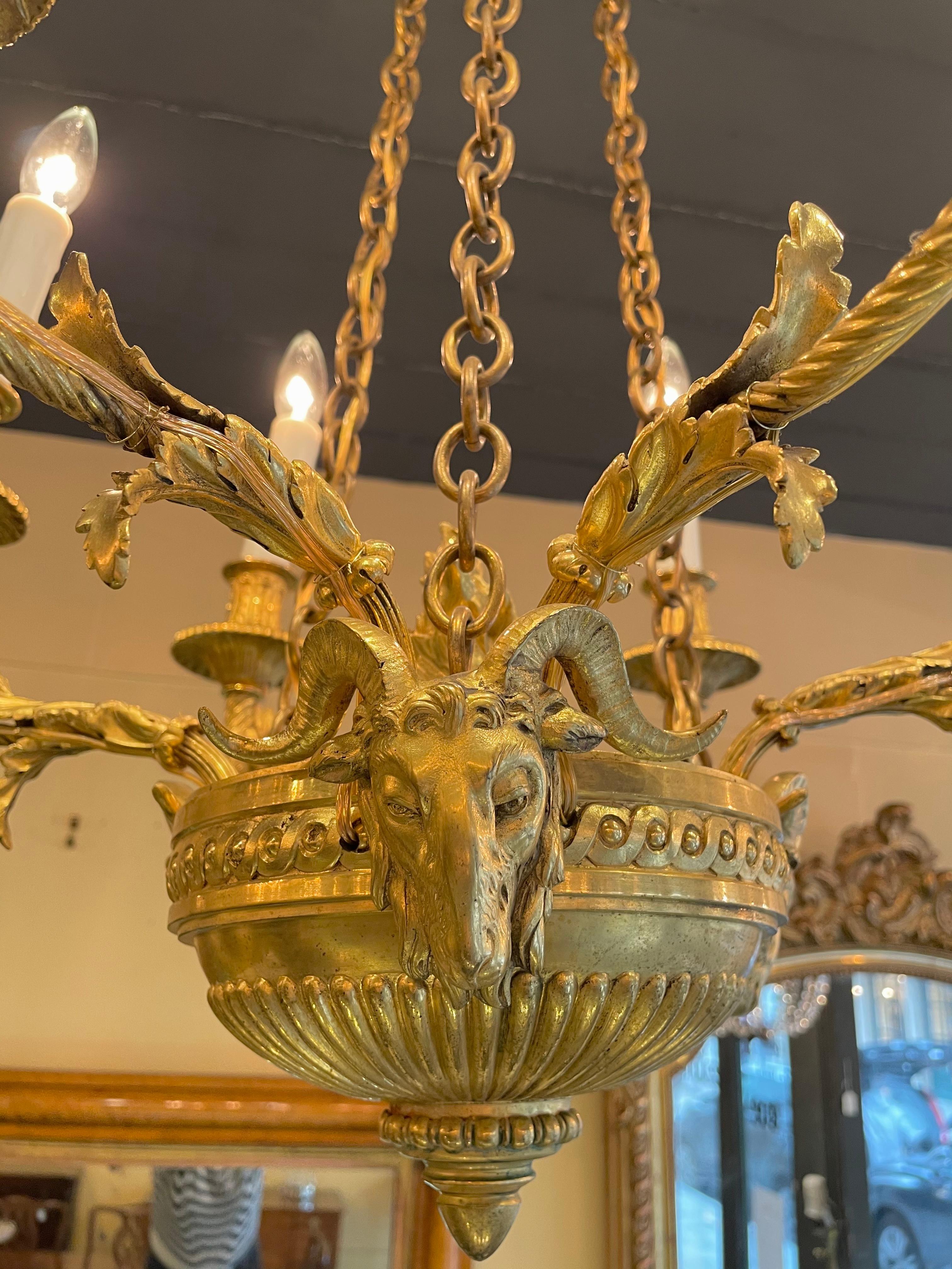 Antique French Bronze d'ore Empire Chandelier In Good Condition For Sale In New Orleans, LA