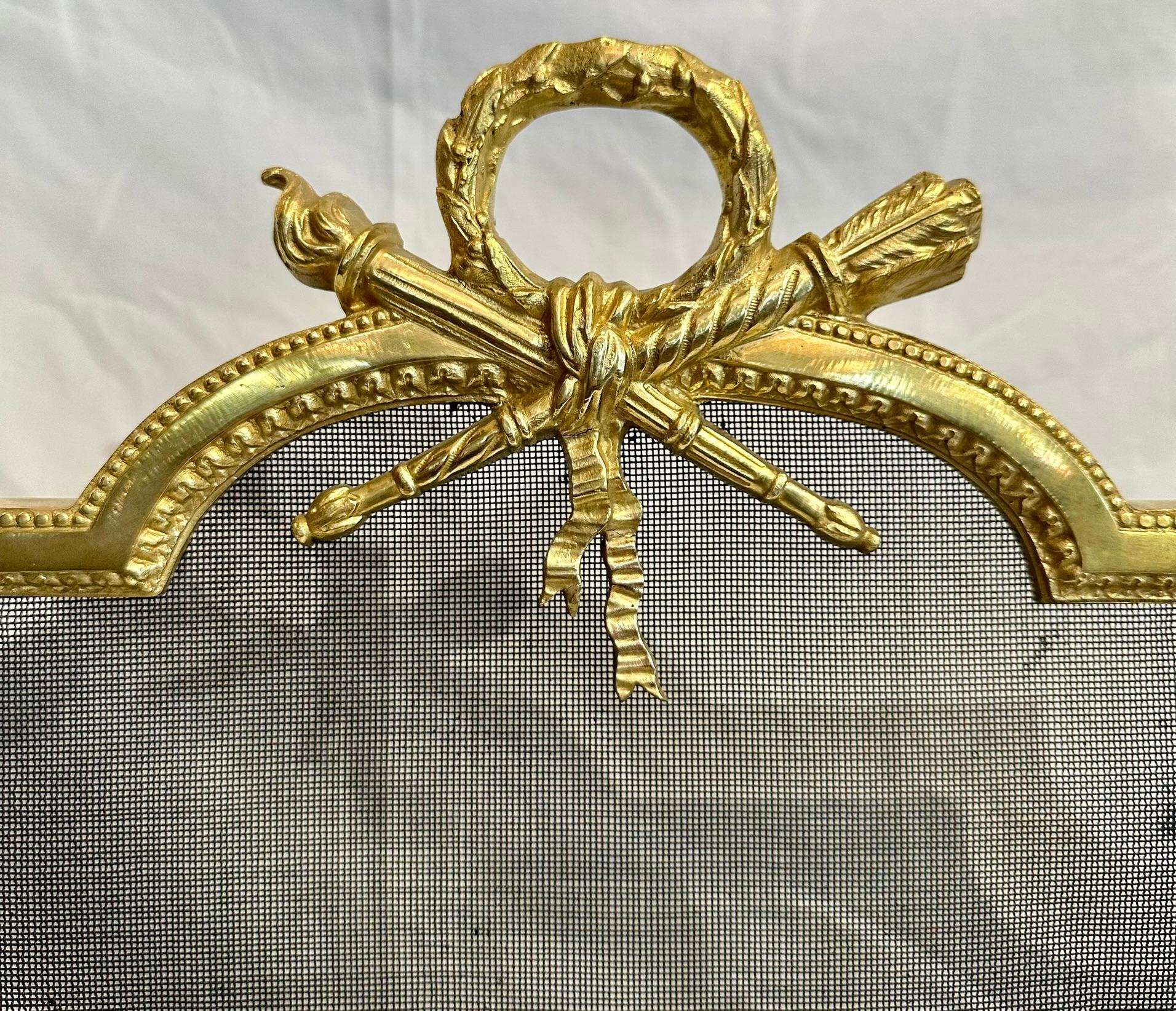Antique French Bronze D'Ore Fire Screen, Circa 1875-1895. In Good Condition For Sale In New Orleans, LA