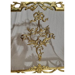 Estate French Bronze D'Ore Fire Screen, Circa 1950-60