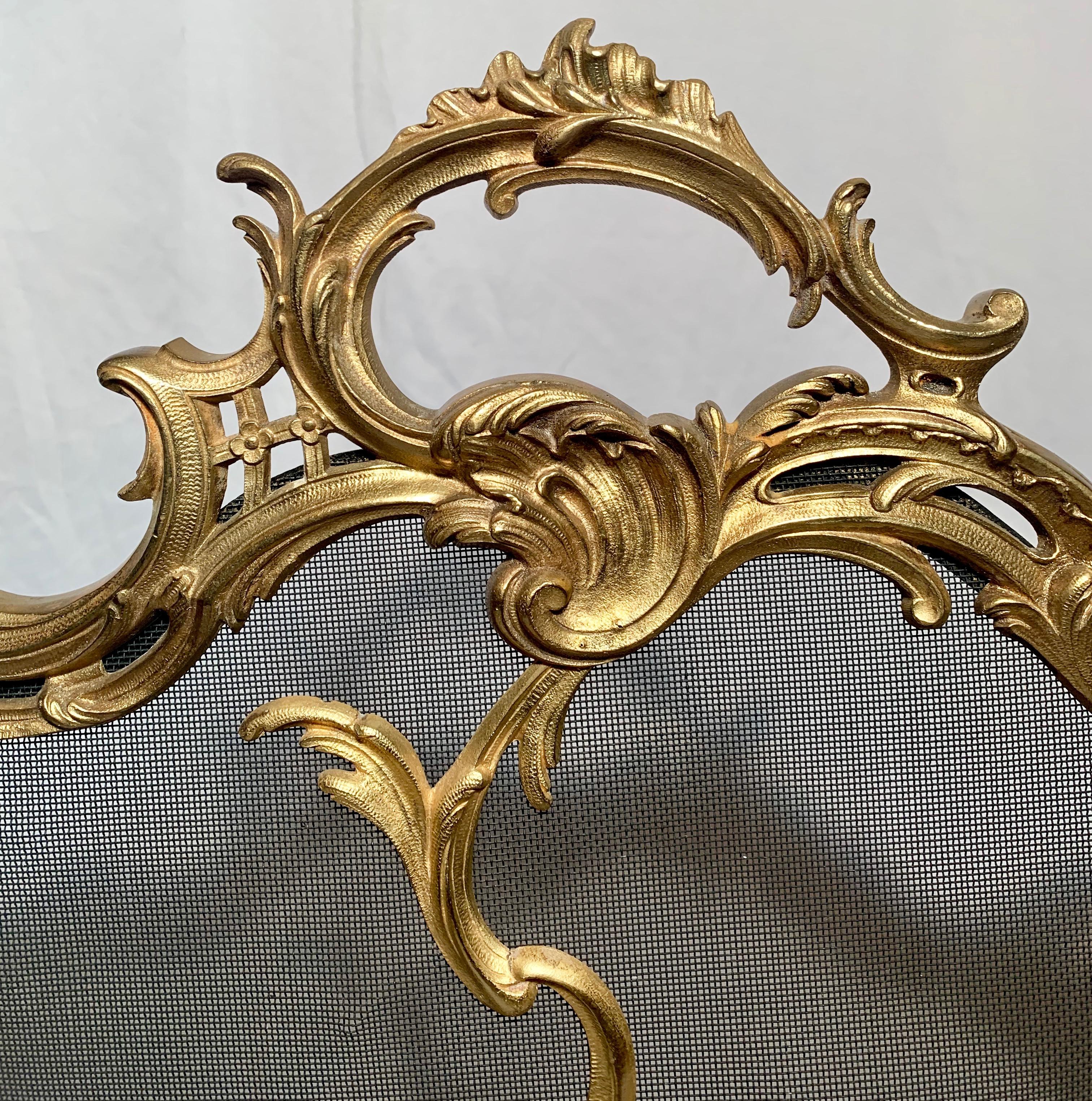 19th Century Antique French Bronze D'ore Fire Screen For Sale