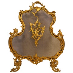 Antique French Bronze D'ore Firescreen