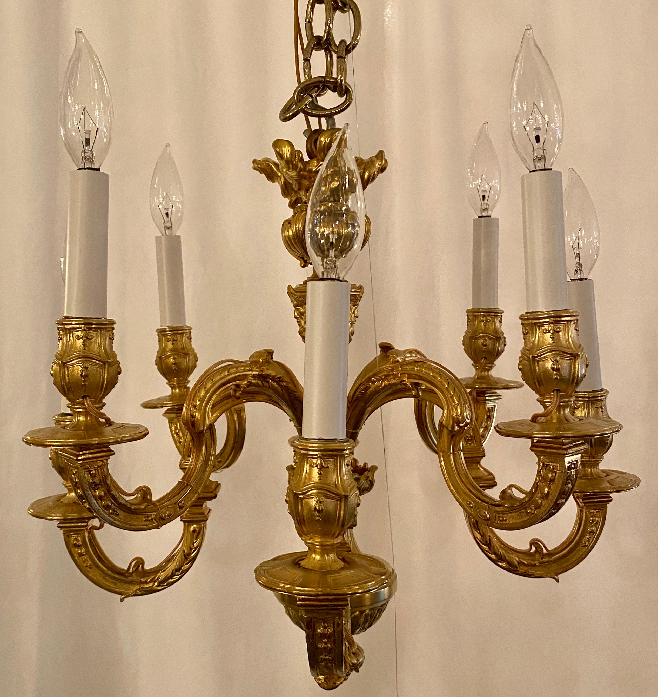 Antique French bronze doré Louis XIV style chandelier, circa 1890.
CHB154.