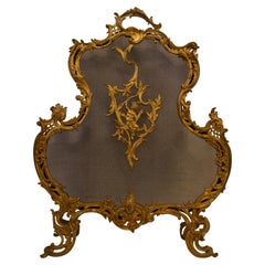 Antique French Bronze D'ore Louis XV Firescreen, circa 1850-1870
