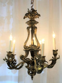 Antique French Bronze D'Ore Louis XVI Chandelier after Caffieri, circa 1840-1860