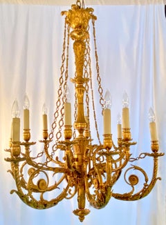 Antiker französischer Bronze-Kronleuchter im Louis-XVI.-Stil, um 1870-1880