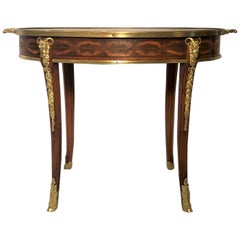 Antique French Bronze D'Ore, Mahogany and Satinwood Inlay Tray Table, circa 1920