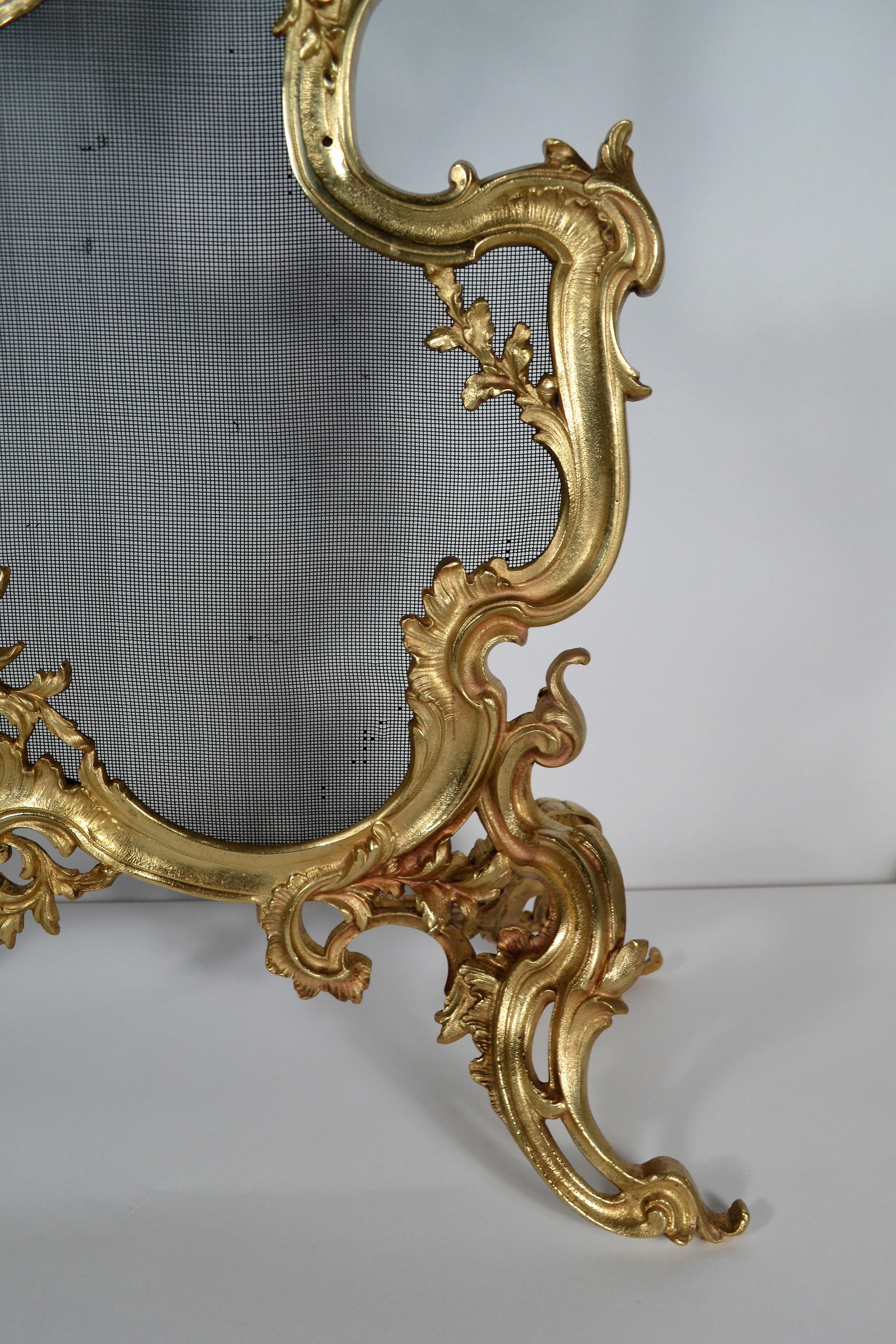 19th Century Antique French Bronze D'ore Napoleon III Firescreen For Sale