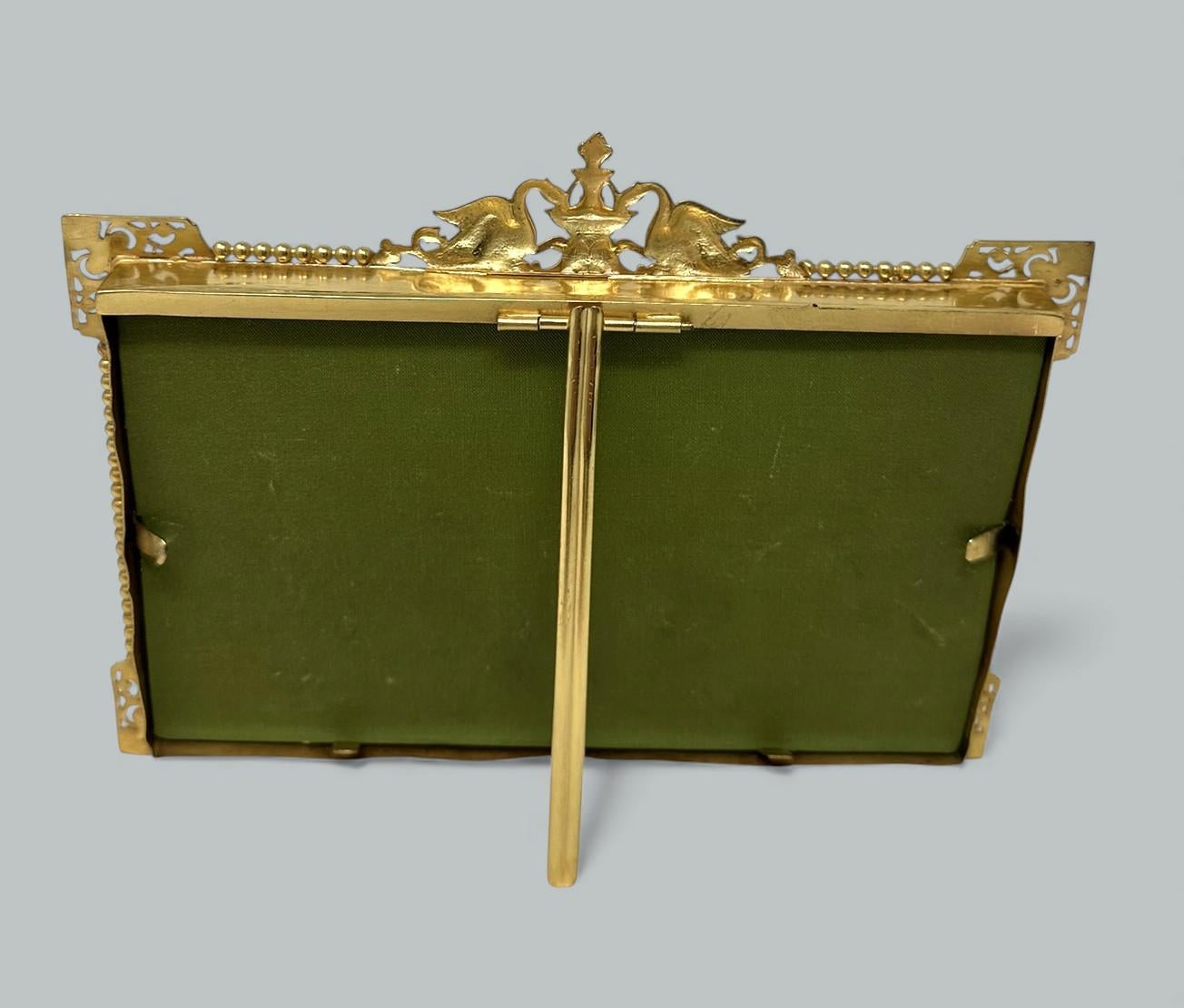 Antique French Bronze Dore Ormolu Portrait Photo Photograph Picture Frame Silk For Sale 2