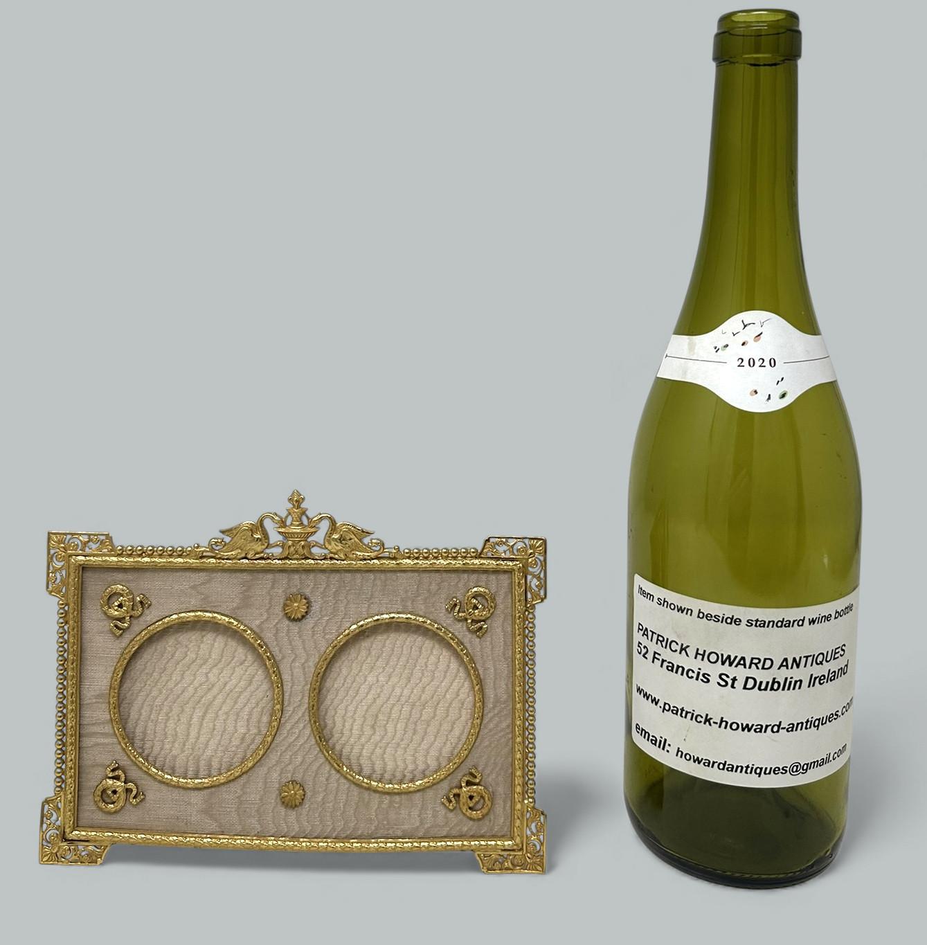 Antique French Bronze Dore Ormolu Portrait Photo Photograph Picture Frame Silk For Sale 3