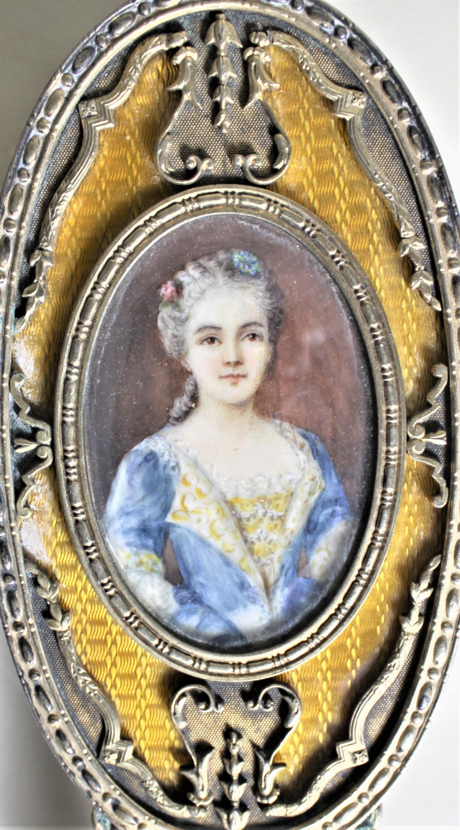 Antique French Bronze & Enamel Ladies Dresser Set with Hand Painted Portraits For Sale 4