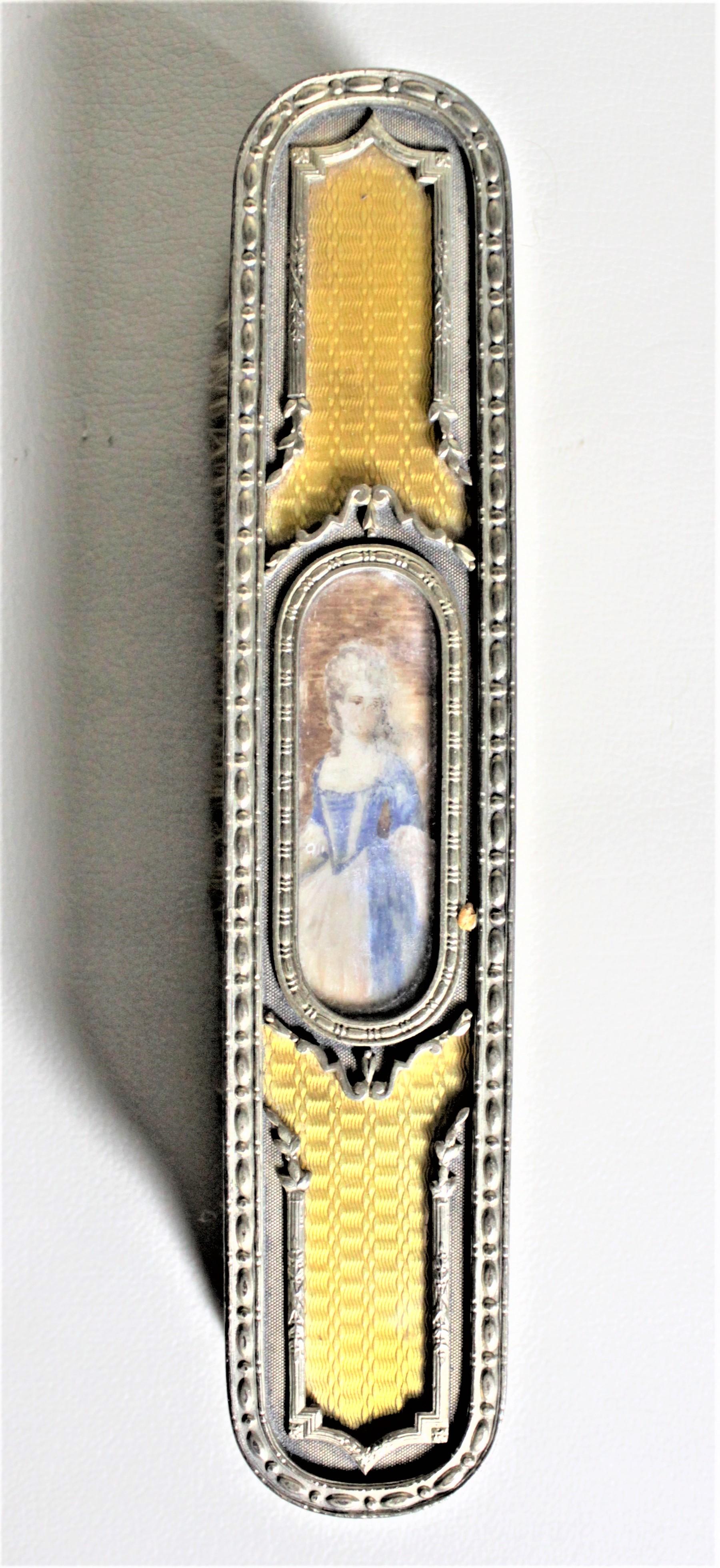 Antique French Bronze & Enamel Ladies Dresser Set with Hand Painted Portraits For Sale 5