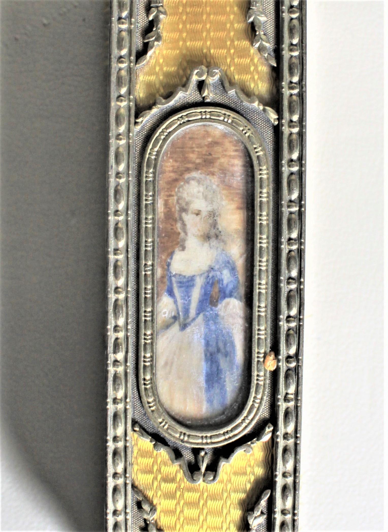 Antique French Bronze & Enamel Ladies Dresser Set with Hand Painted Portraits For Sale 6