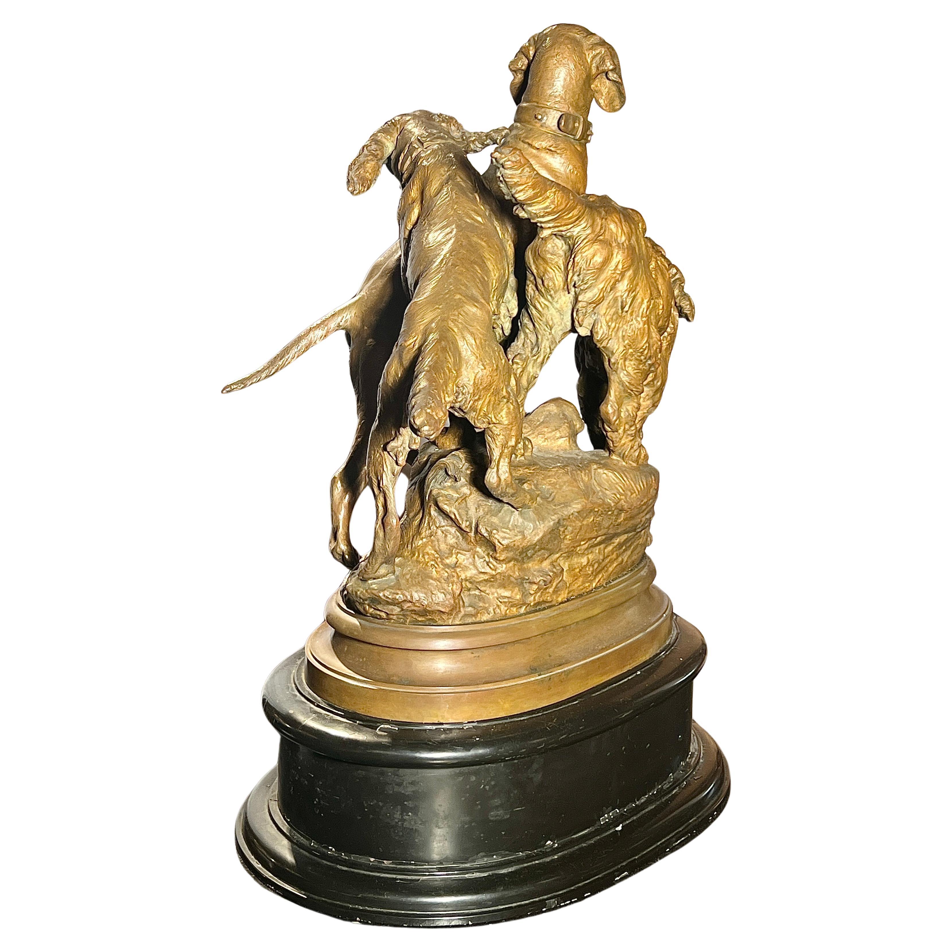 Sculpture française ancienne en bronze Figures de chiens de feu par Prosper Lecourtier (1855-1924) Bon état - En vente à New Orleans, LA