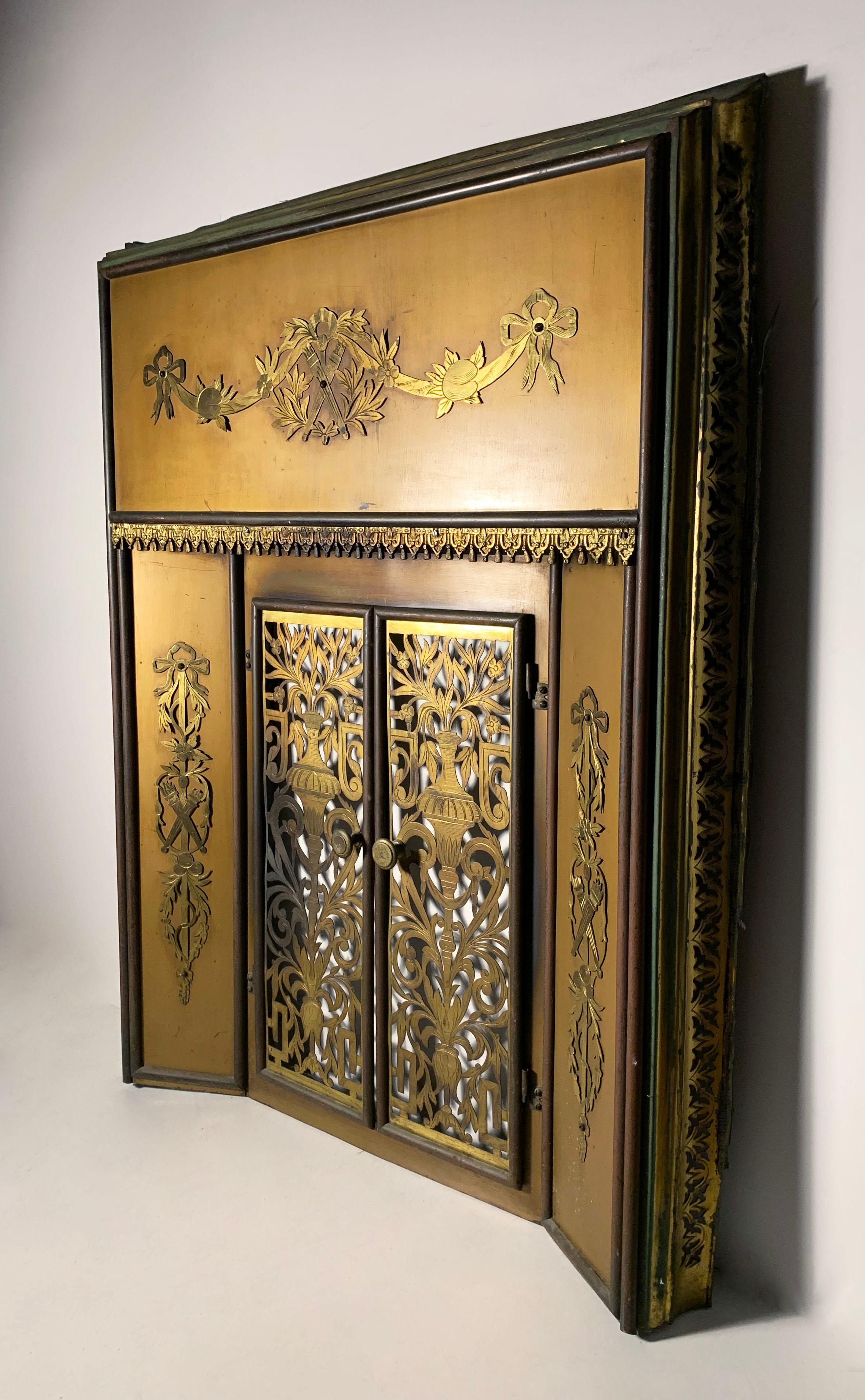 Brass Antique French Bronze Fire Place Screen Insert Surround Fireplace