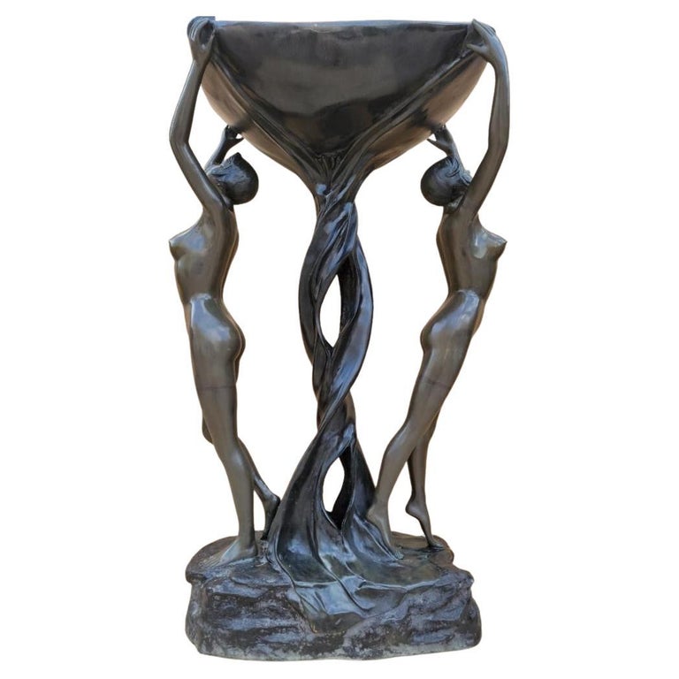 Antique French Bronze "Fontaine Des Nymphes" Waterfall Fountain Sculpture For Sale at 1stDibs