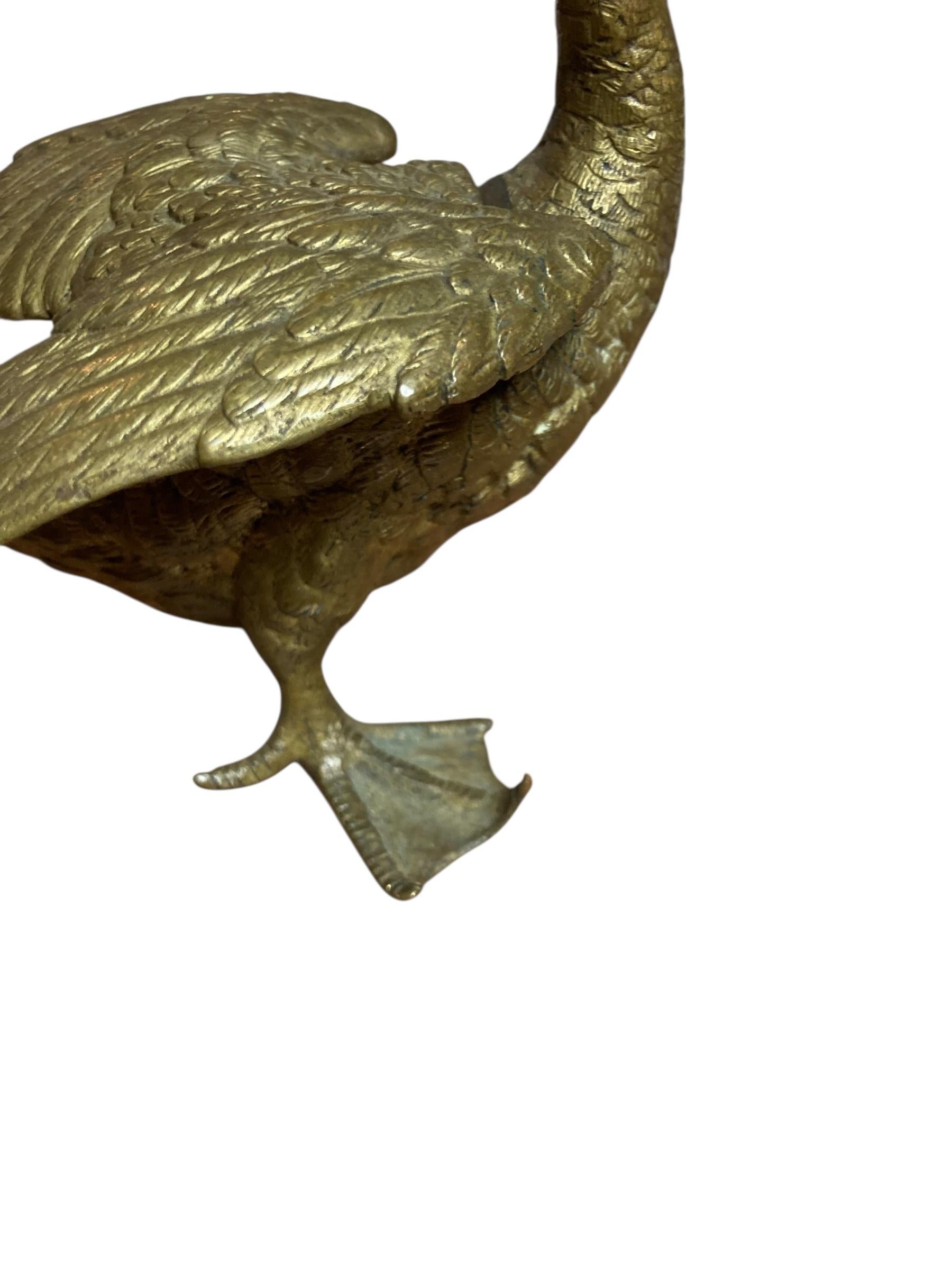 Antiguo tintero de ganso de bronce francés siglo XIX en venta