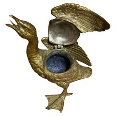 Antique French Bronze Gans Tintenfass