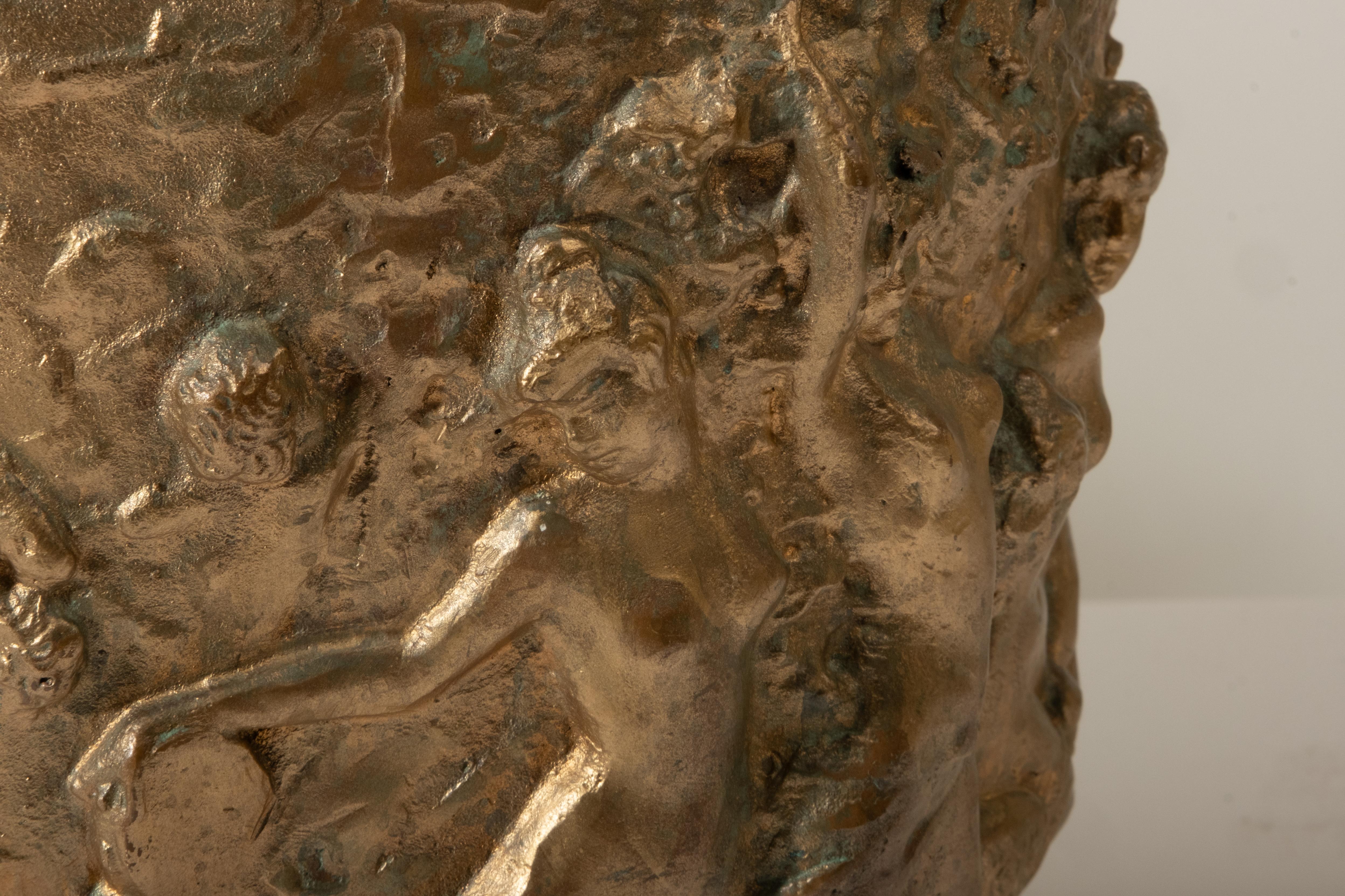 Antike französische Bronze-Jardinière mit mythologischer Bachanal-Szene aus Bronze, um 1800  (19. Jahrhundert) im Angebot