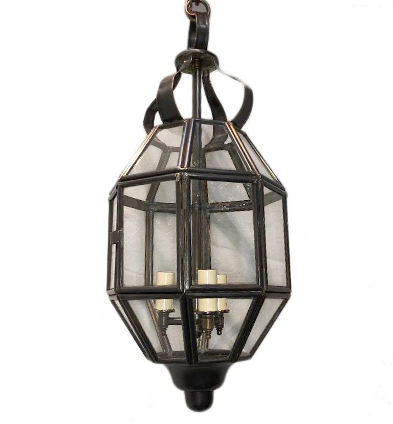 Patinated Antique French Bronze Lantern For Sale
