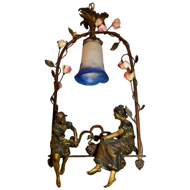 Antique french bronze light signed by  FUNIER