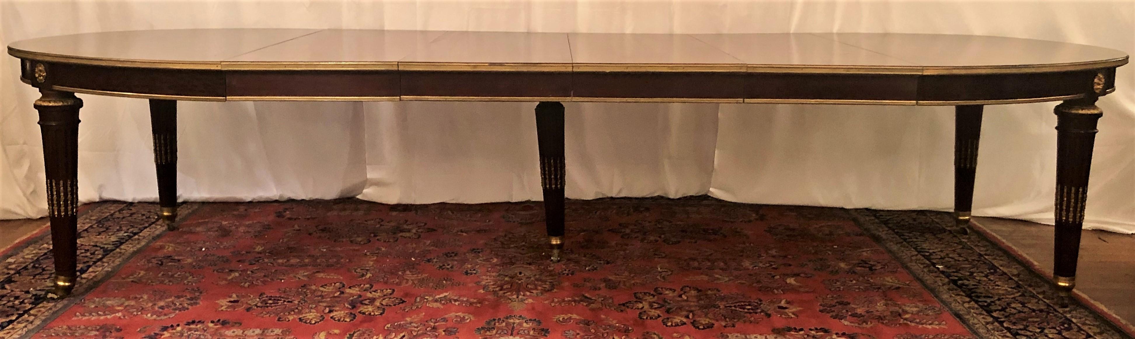 Antique French Bronze Mounted Mahogany Dining Table, circa 1880 In Good Condition In New Orleans, LA