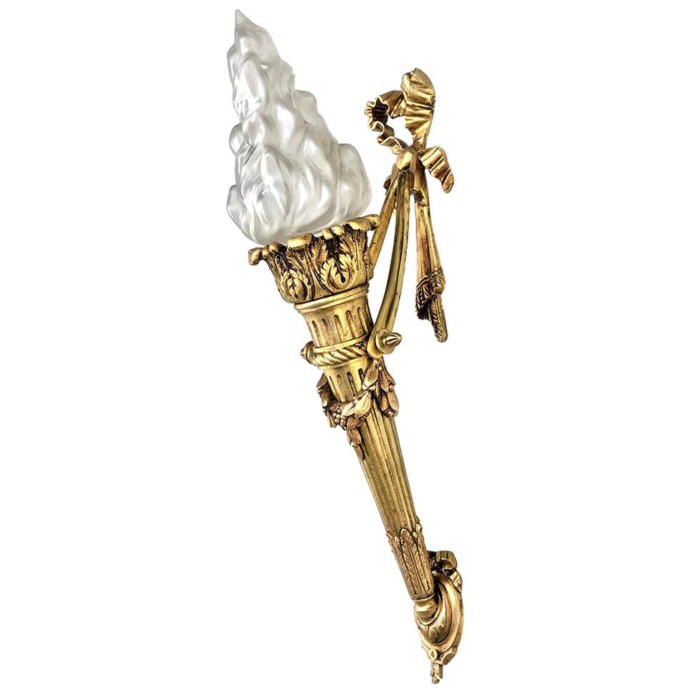 Antique French Bronze Neoclassical Wall Sconce