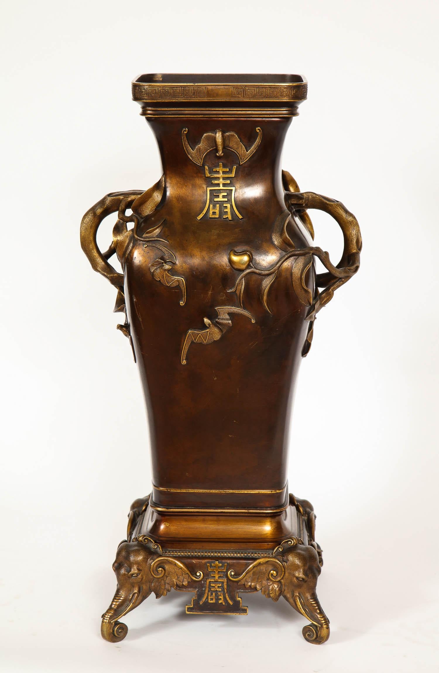 Antique French Bronze Orientalist Style Vase; E. Lievre for the Chinese Market 4