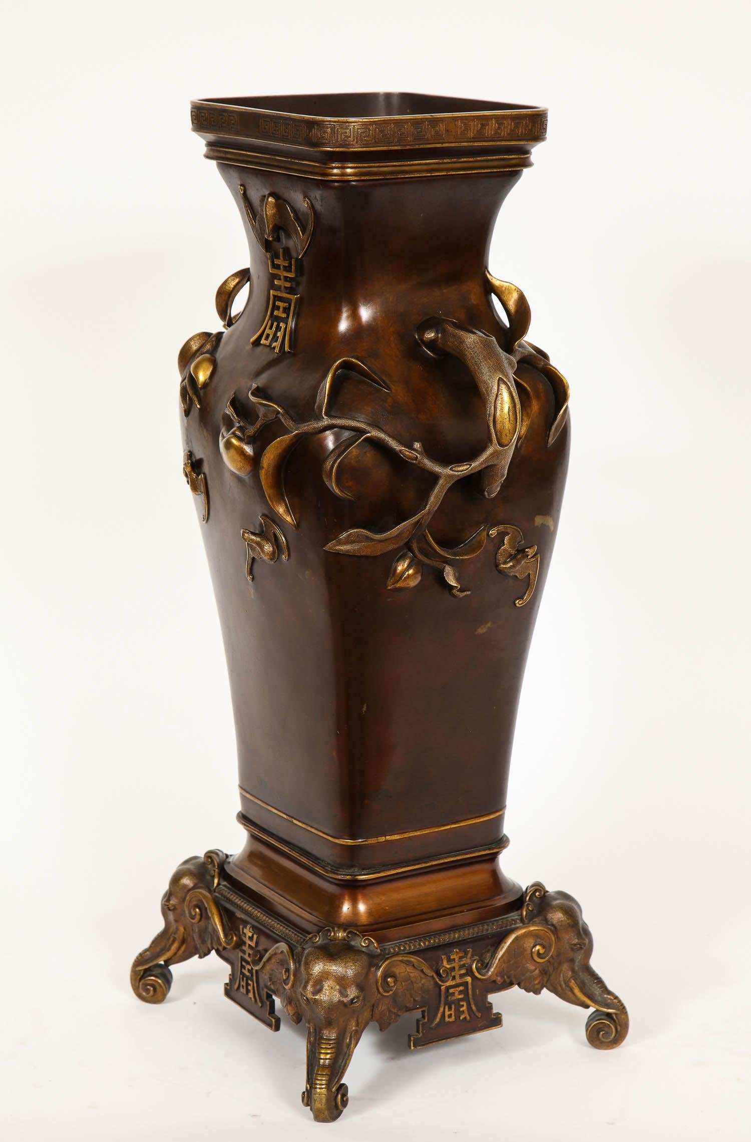 Antique French Bronze Orientalist Style Vase; E. Lievre for the Chinese Market 2