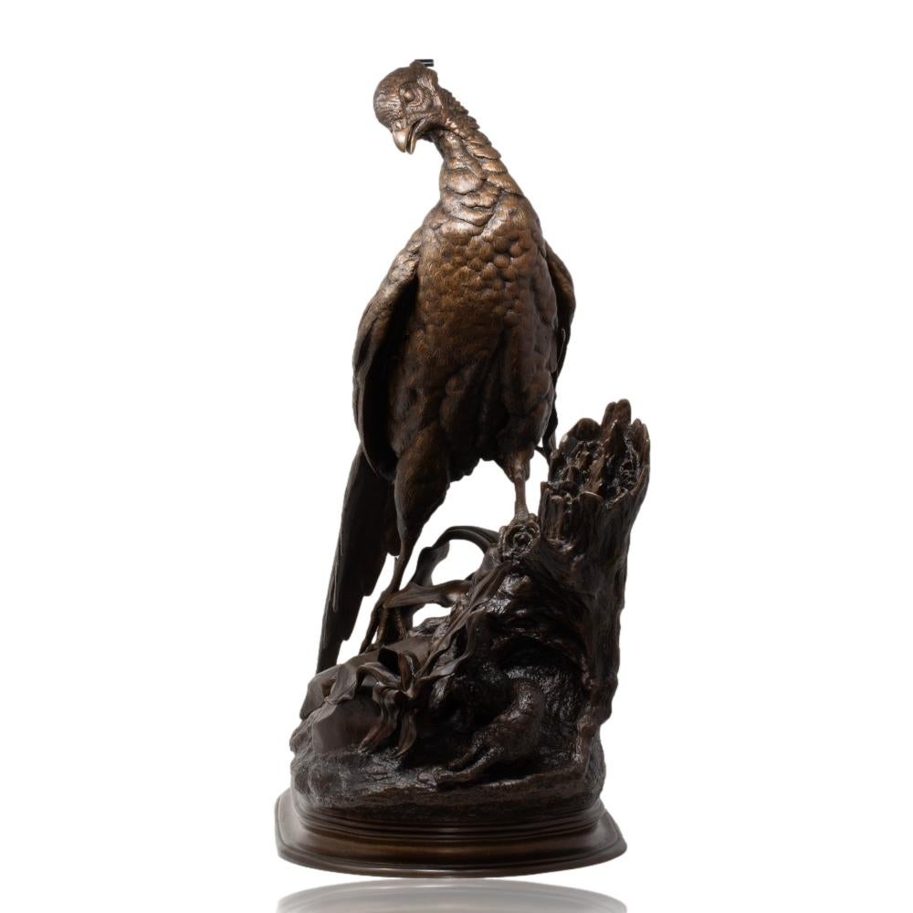 Antiguo Faisán y Comadreja de Bronce Francés de Jules Moigniez Vaciado en venta