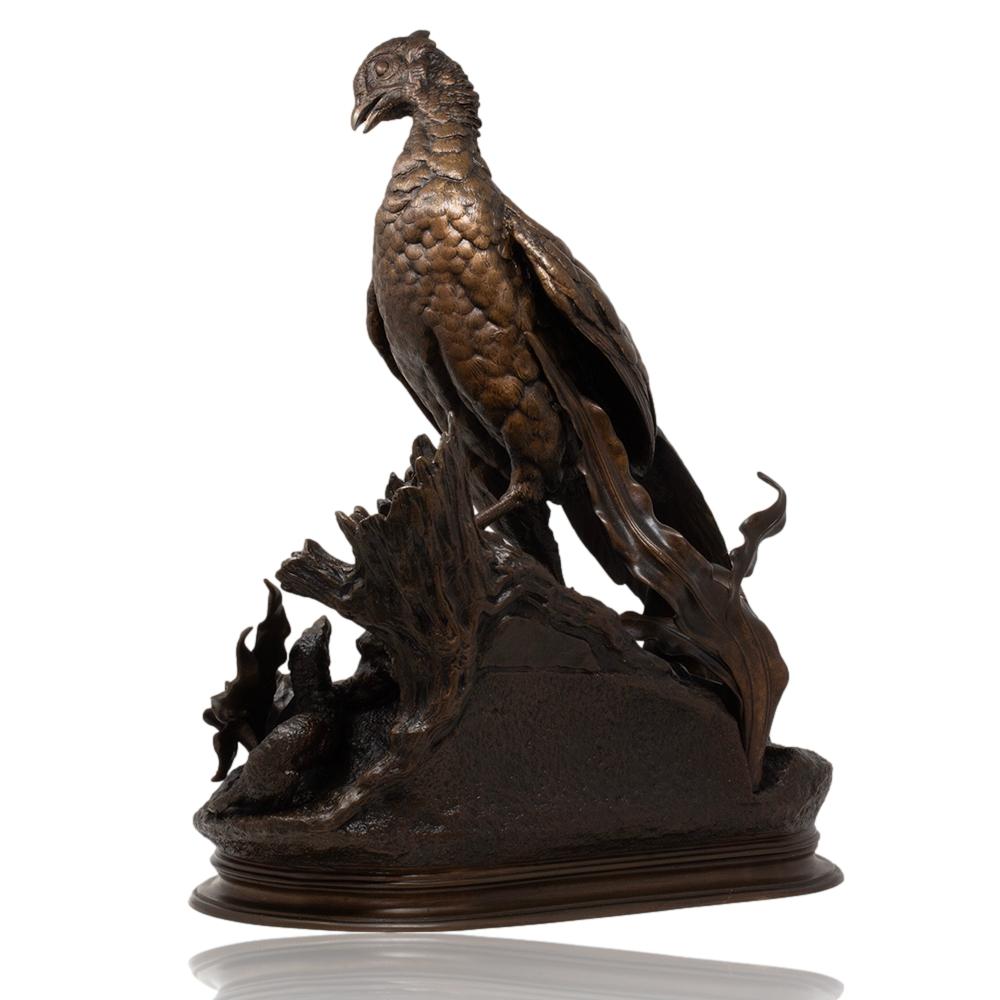 Antiguo Faisán y Comadreja de Bronce Francés de Jules Moigniez en Bueno estado para la venta en Newark, England