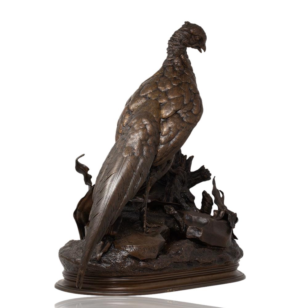 Antiguo Faisán y Comadreja de Bronce Francés de Jules Moigniez en venta 3