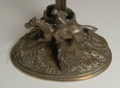 Antique French Bronze Pocket Watch Stand / Match Strike, Equestrian / Horses