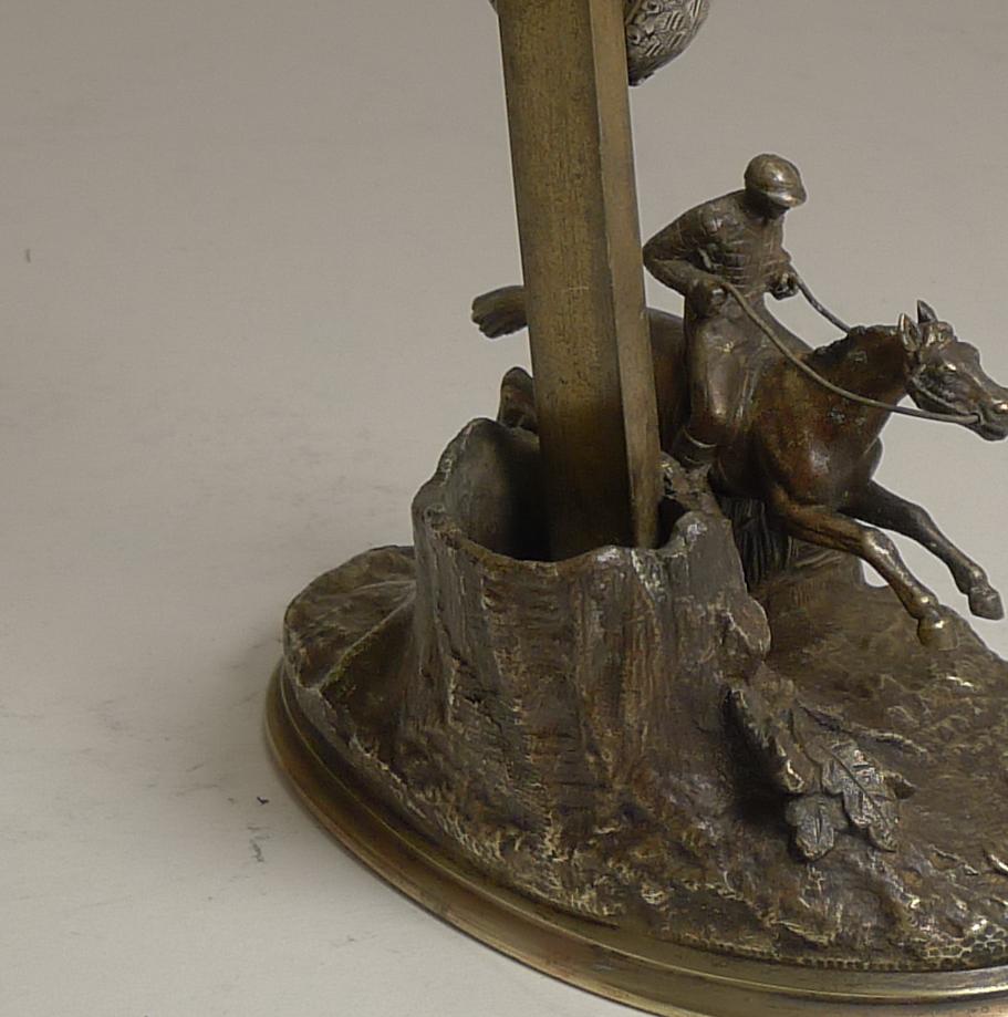 Antique French Bronze Pocket Watch Stand / Match Strike, Equestrian / Horses In Good Condition For Sale In Bath, GB