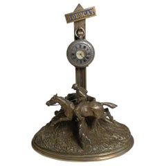 Antique French Bronze Pocket Watch Stand / Match Strike, Equestrian / Horses