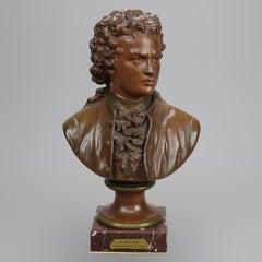 Antique French Bronze Portrait Sculpture of Johann Wolfgang von Goethe, c1890