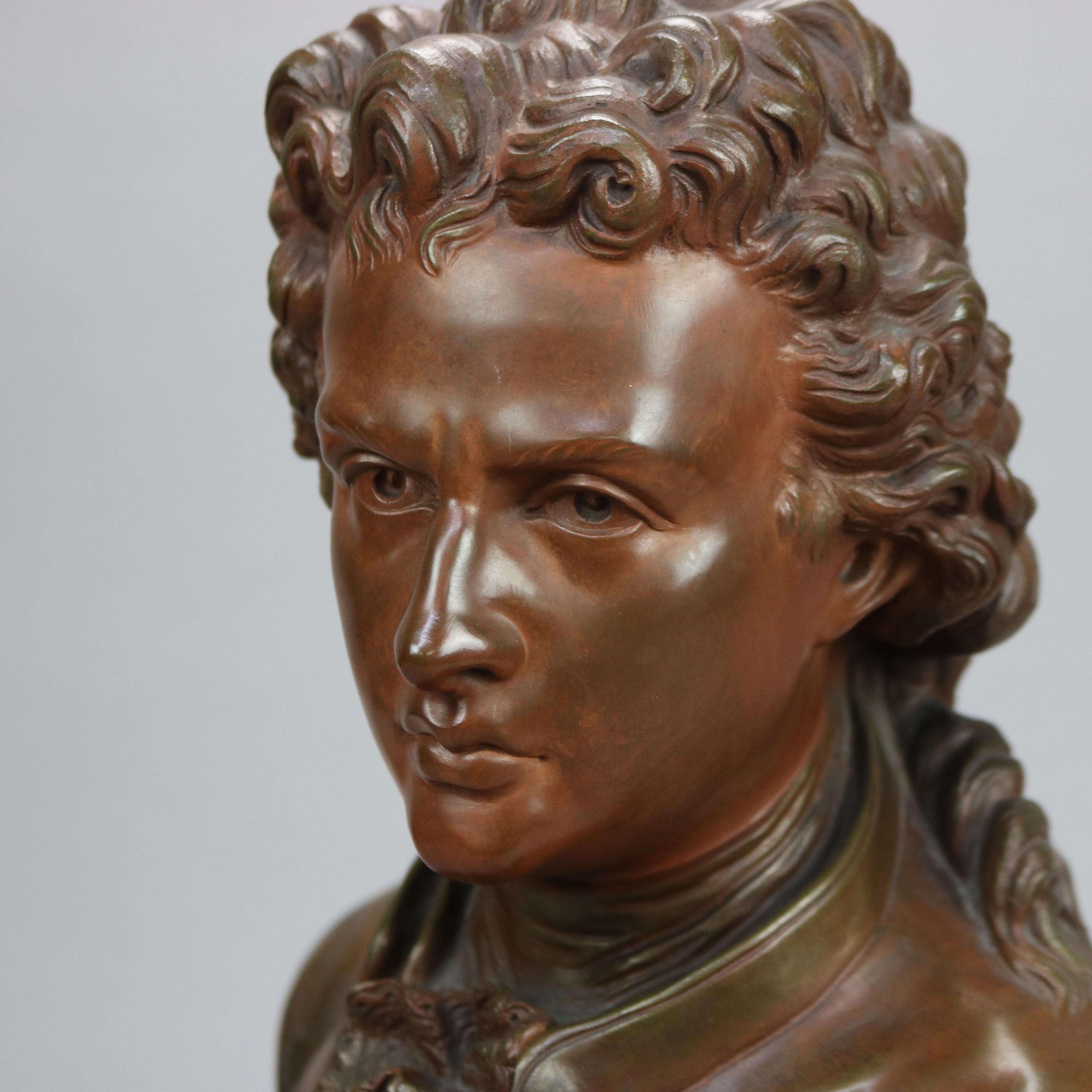 19th Century Antique French Bronze Portrait Sculpture of Johann Wolfgang von Goethe, c1890