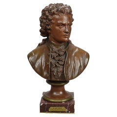 Antique French Bronze Portrait Sculpture of Johann Wolfgang von Goethe, c1890