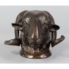 Antique French Bronze Ram's Head Sculpture