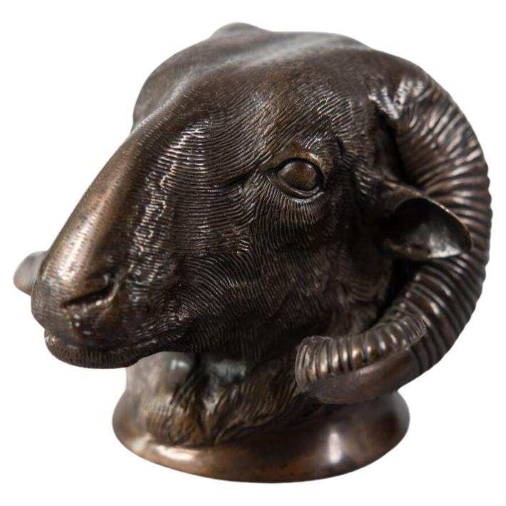 Antique French Bronze Ram's Head Sculpture at 1stDibs
