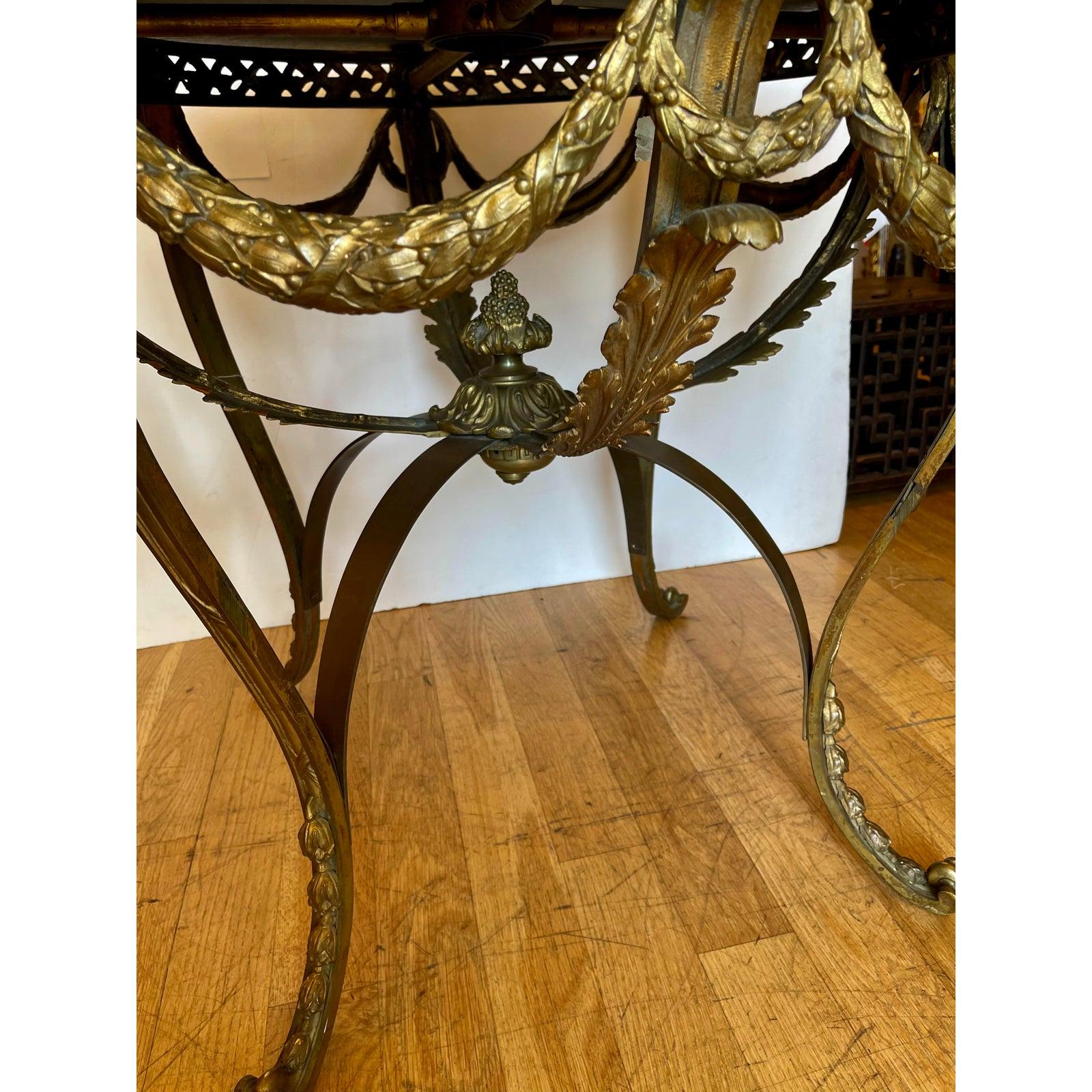 Antique French Bronze Regency Black Marble Top Table 1