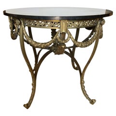 Antique French Bronze Regency Black Marble Top Table
