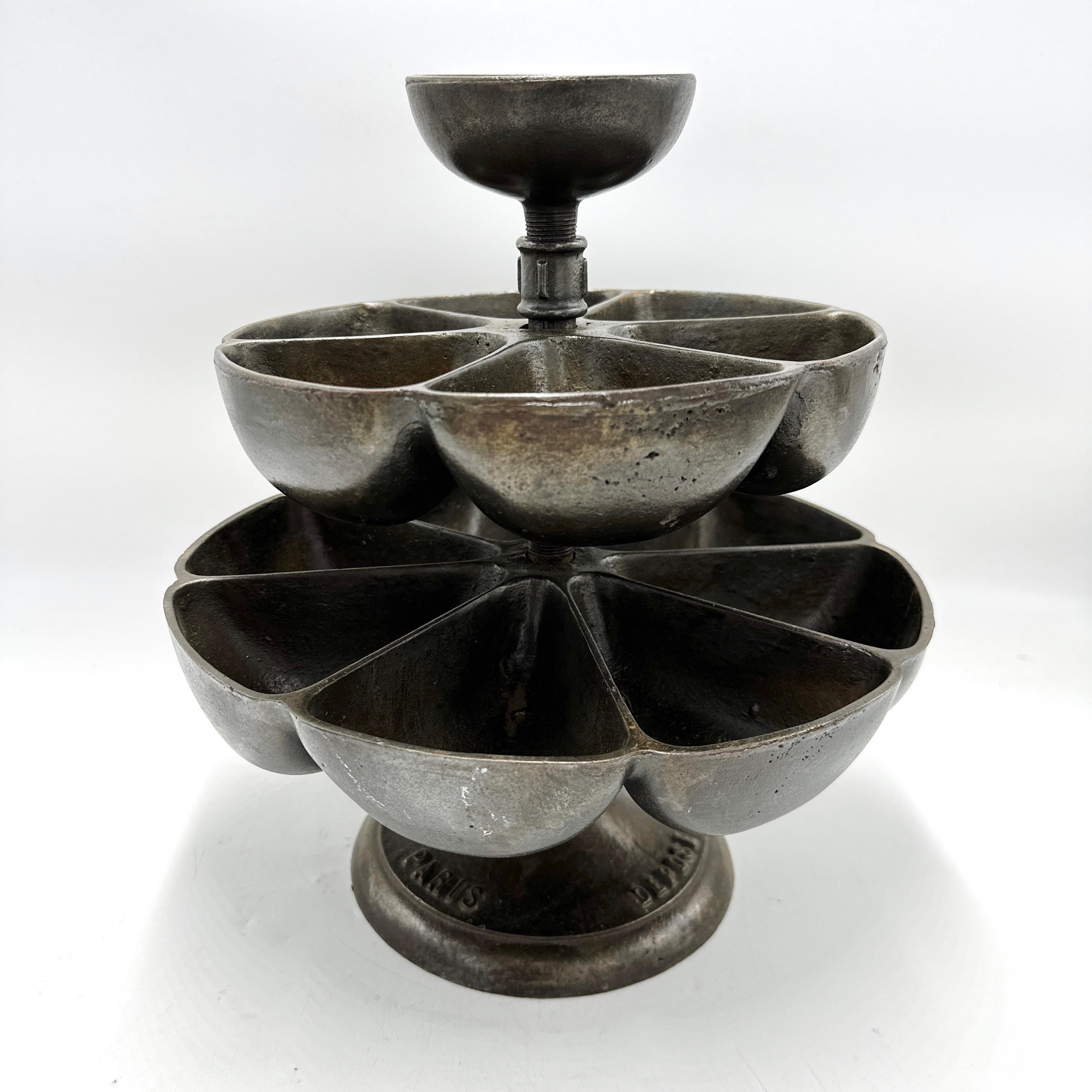 Antique French Bronze Rotating Multi-Bin Tray – L'Excelsior U.C. Paris In Good Condition In Victoria, BC