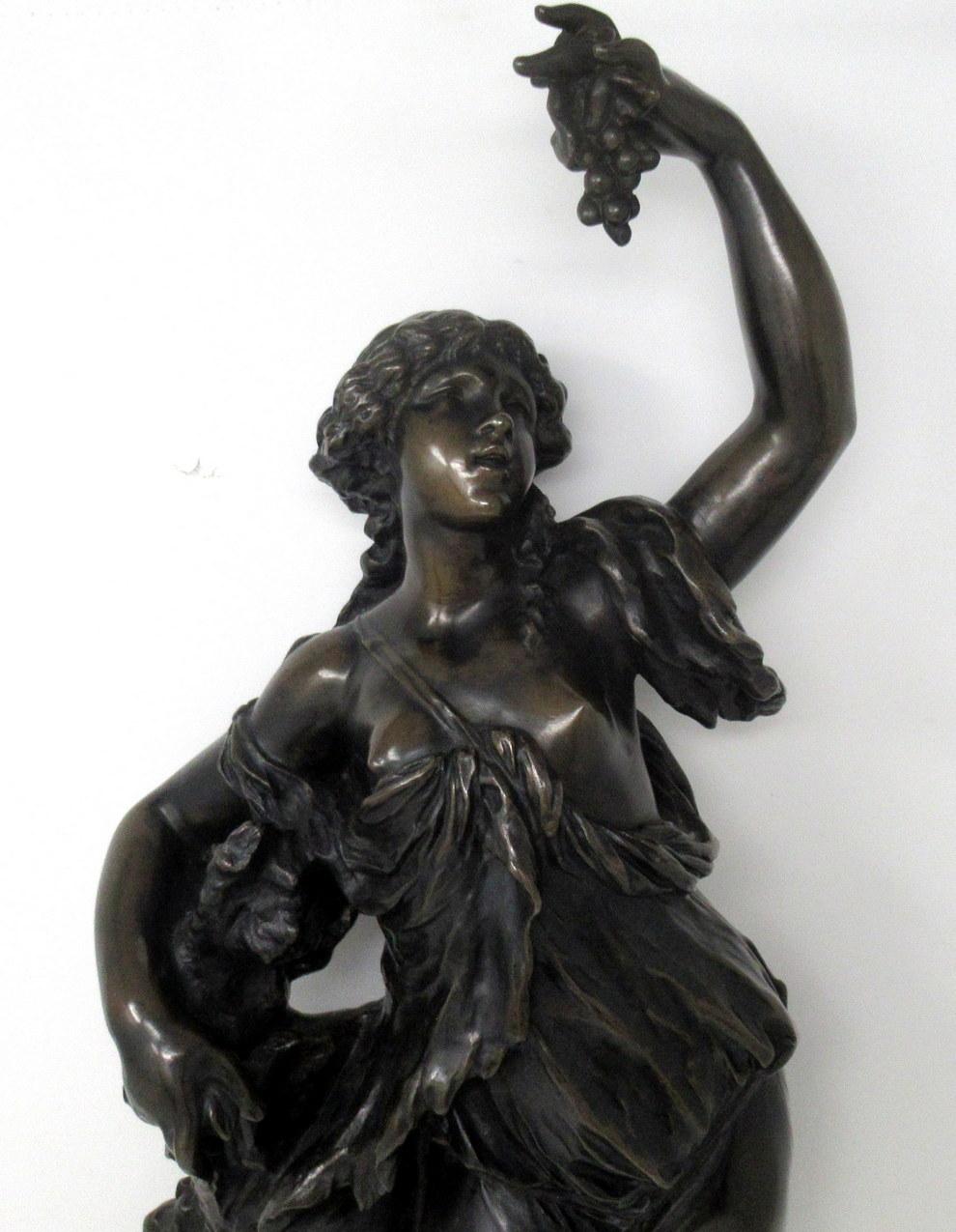 Grand Tour Antique French Bronze Sculpture Allegory of the Vine Claude Clodion Barbedienne