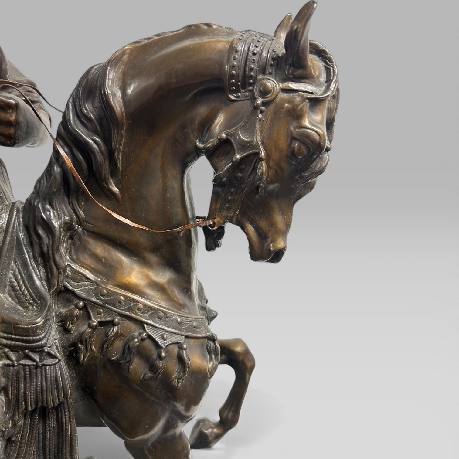 Antique French Bronze Sculpture Arab Horseman After Barye & Guillemin, 75 cm en venta 8