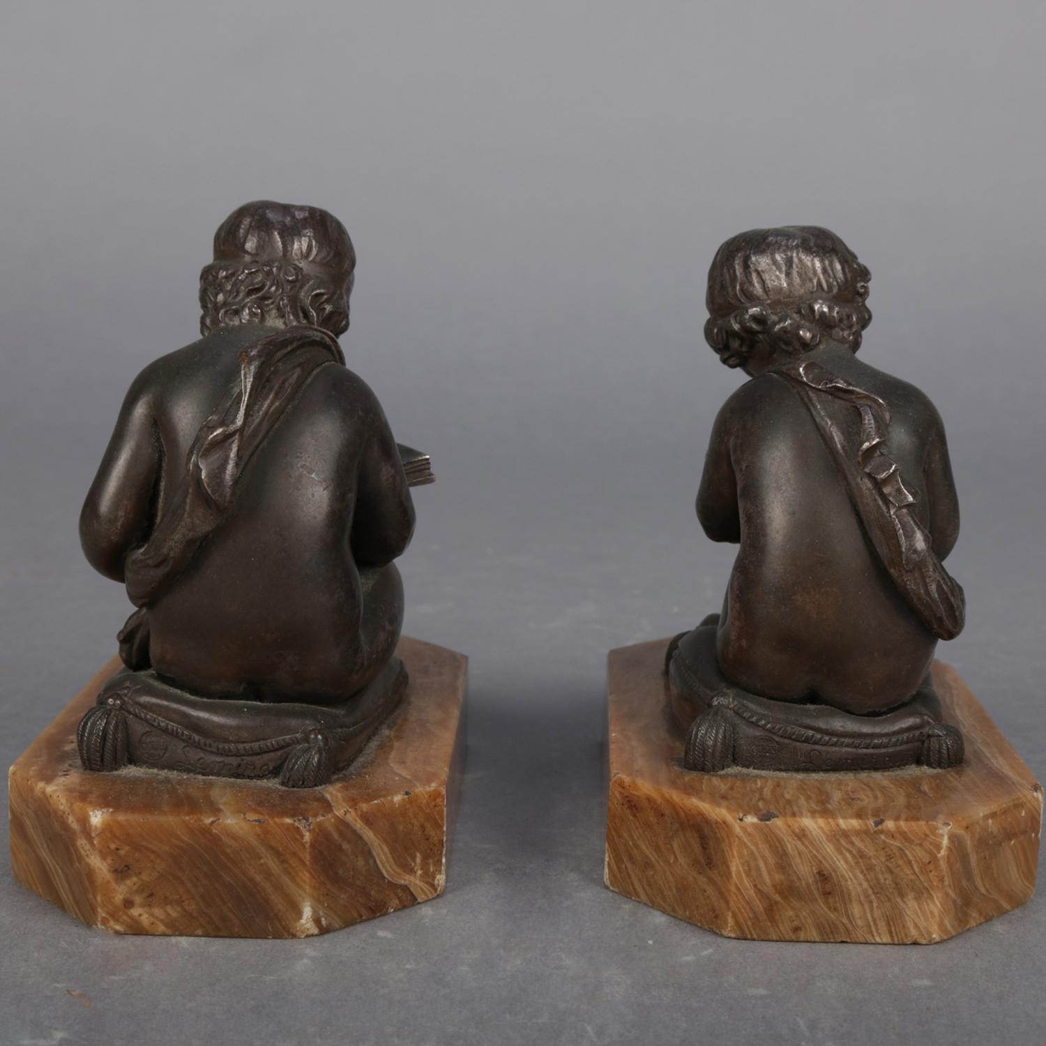 Cast Antique French Bronze Sculpture Bookends after Charles Lemire, circa 1910
