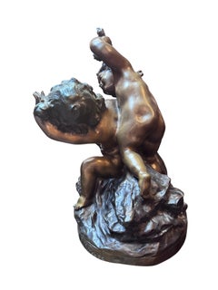 Antique French Bronze Sculpture by Charles Raphael Peyre "Batailles Des Fleurs"