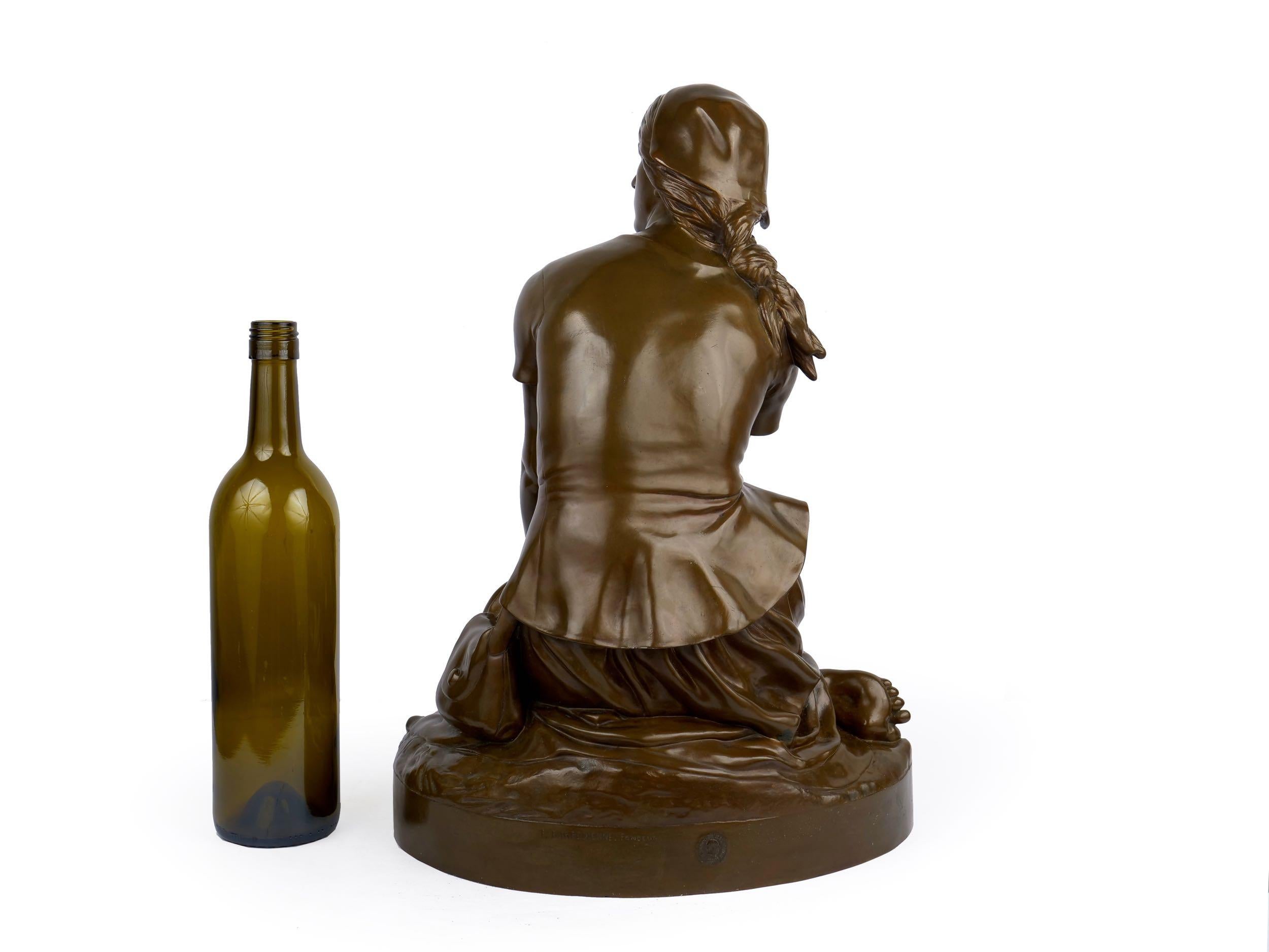 Antique French Bronze Sculpture “Joan of Arc” after Henri Chapu by Bar For Sale 1