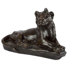 Sculpture française ancienne en bronze « Lion Cub of Atlas » de Victor Peter & Susse Frères