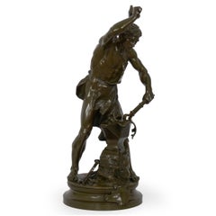 Antique French Bronze Sculpture of a Blacksmith by Adrien-Etienne Gaudez