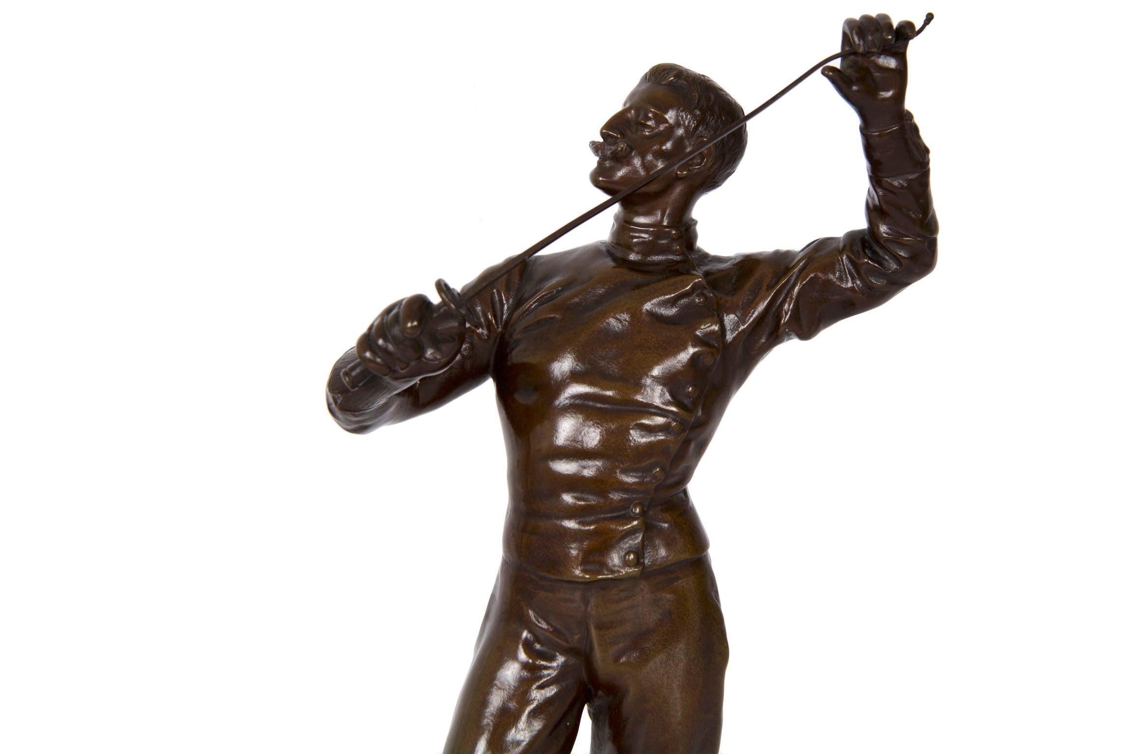 Antique French Bronze Sculpture of a Fencer by Benoit Rougelet In Good Condition In Shippensburg, PA